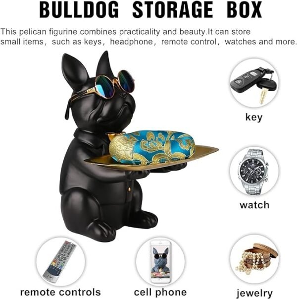 Resin Bulldog Tray Statue Storage - Image 2